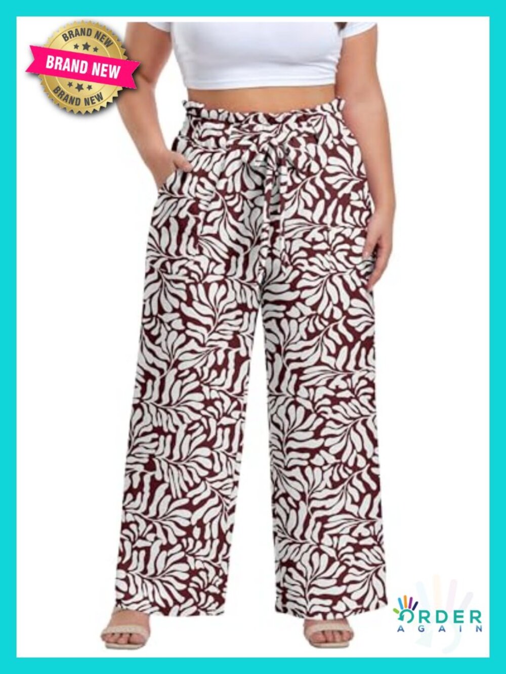 Plus Size High Waisted Wide Leg Palazzo Pants with Pockets